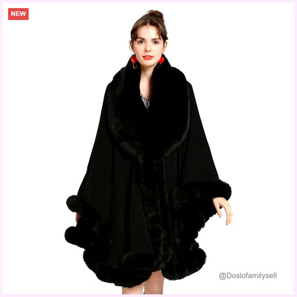 Faux Fur Collar Knit Cardigan Shawl Wrap Coat Wedding Party Wear